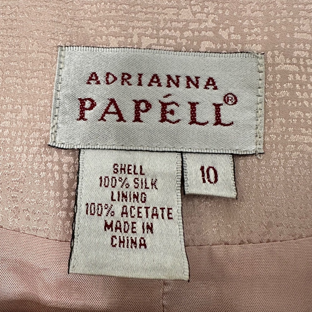Adrianna Papell Pink Silk Embroidered Jacket Skirt Suit Set Womens Size 10 - Picture 3 of 7